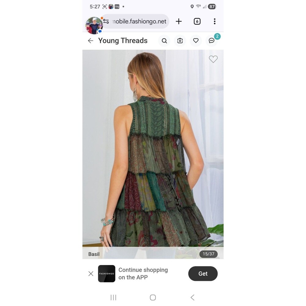 Young threads boho patchwork tank sleeveless top … - image 3